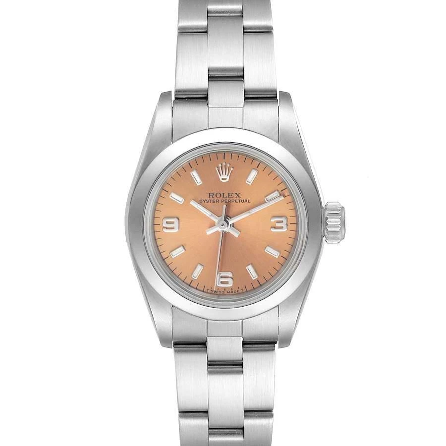 商品[二手商品] Rolex|Rolex Salmon Stainless Steel Oyster Perpetual 67180 Women's Wristwatch 26 MM,价格¥28273,第3张图片详细描述