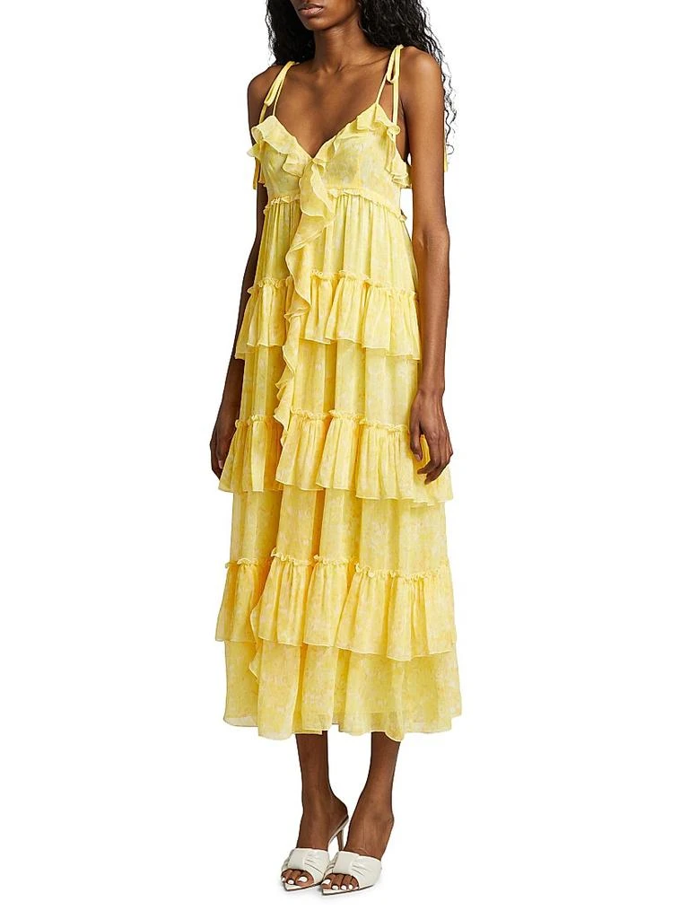 商品Cinq à Sept|Fadrid Ruffle Chiffon Tiered Midi-Dress,价格¥913,第4张图片详细描述