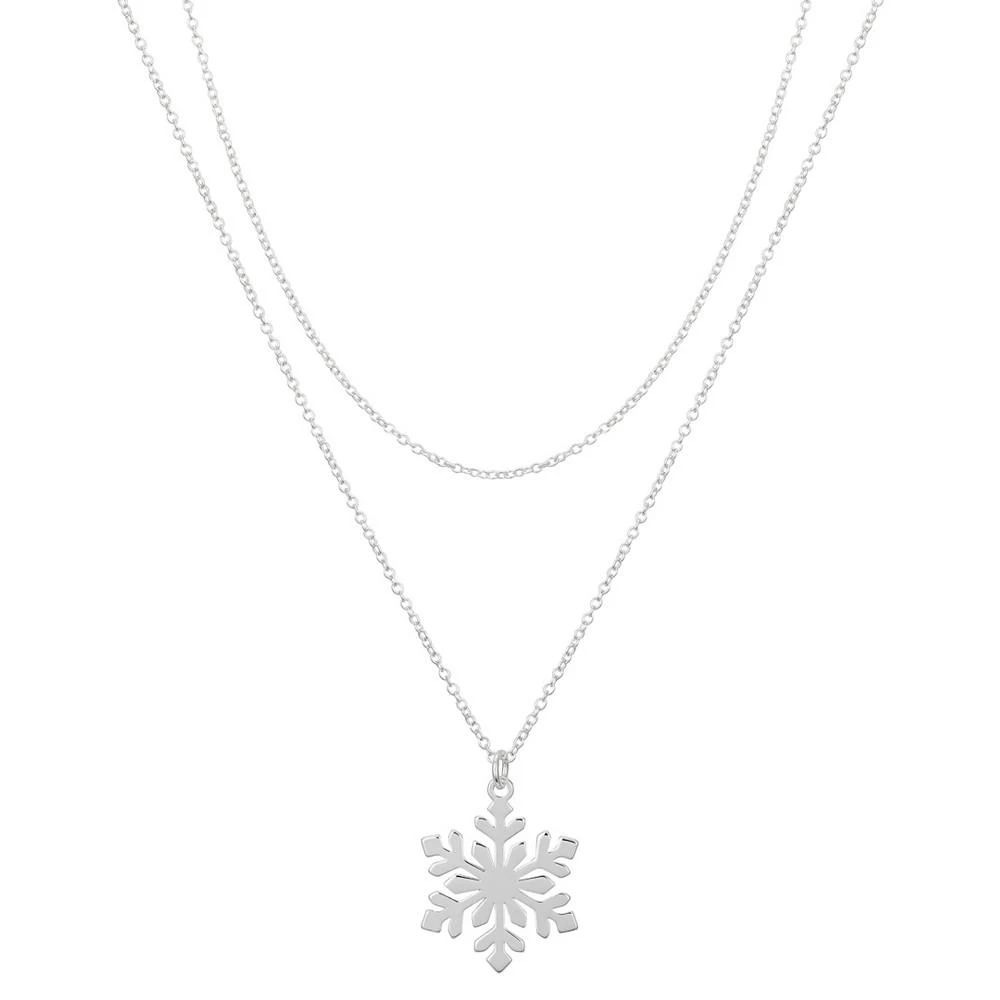 商品Unwritten|Silver Plated Snowflake Pendant Faux Layered Necklace,价格¥300,第1张图片