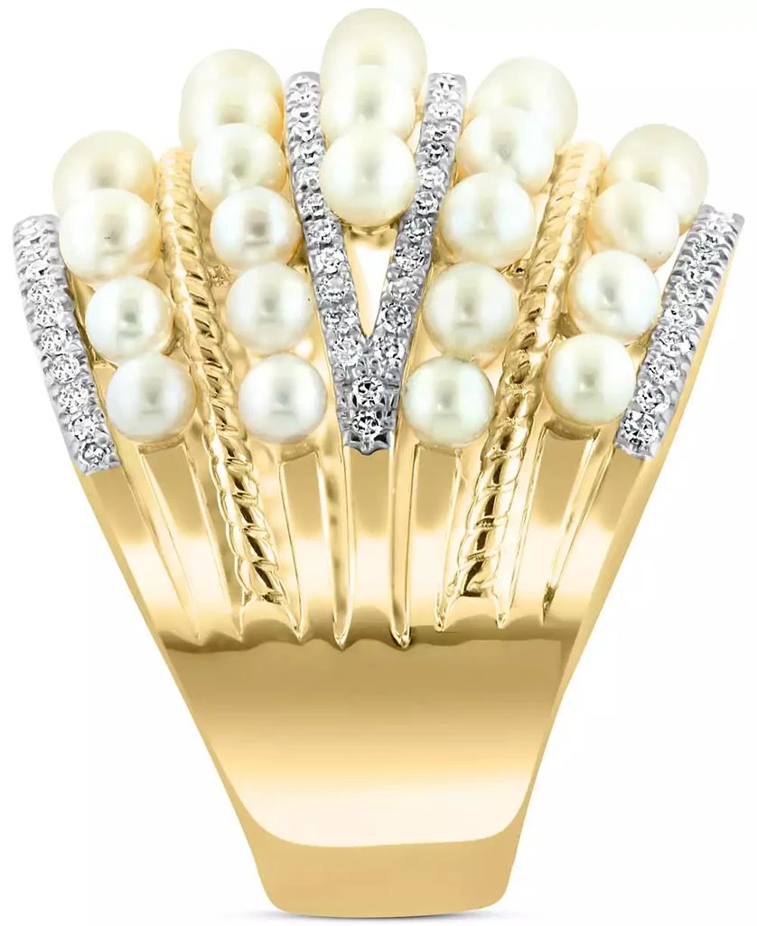 商品Effy|EFFY® Cultured Freshwater Pearl (4mm) & Diamond (3/8 ct. t.w.) Multirow Statement Ring in 14k Gold,价格¥15040,第4张图片详细描述