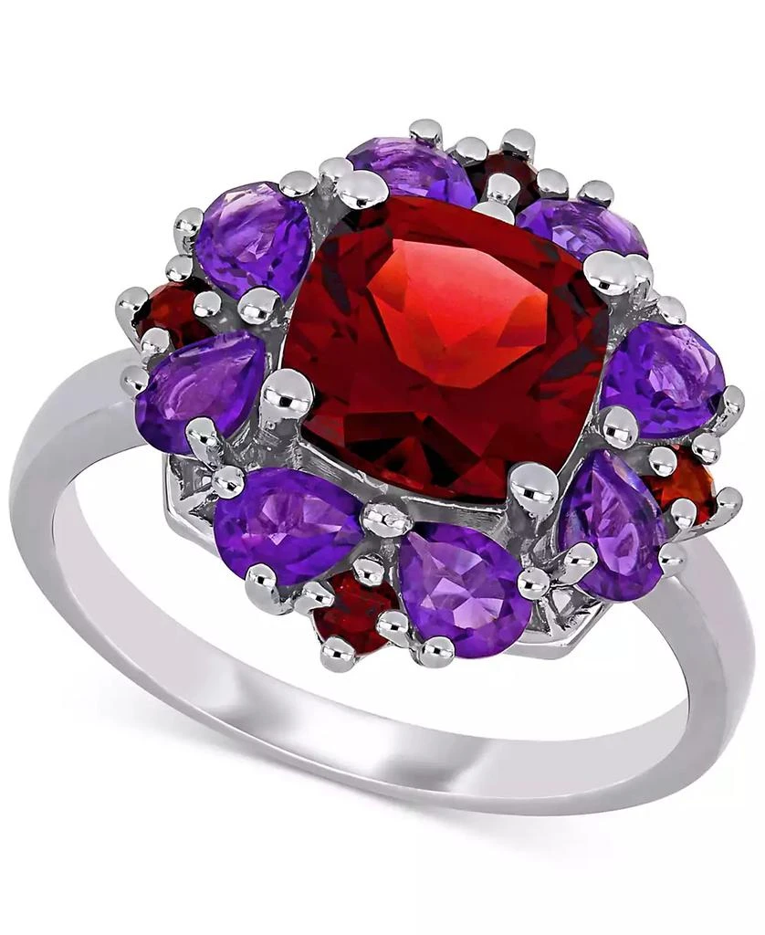 商品Macy's|Rhodolite Garnet (3-1/4 ct. t.w.) & Amethyst (1-1/8 ct. t.w.) Cluster Statement Ring in Sterling Silver,价格¥1178,第1张图片