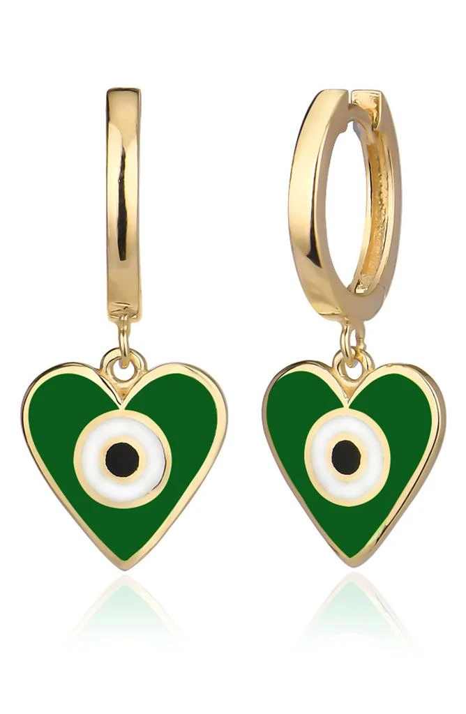 商品Gabi Rielle|Wrapped and Ready Collection 14k Yellow Gold Vermeil Enamel Evil Eye Heart Drop Earrings,价格¥240,第1张图片