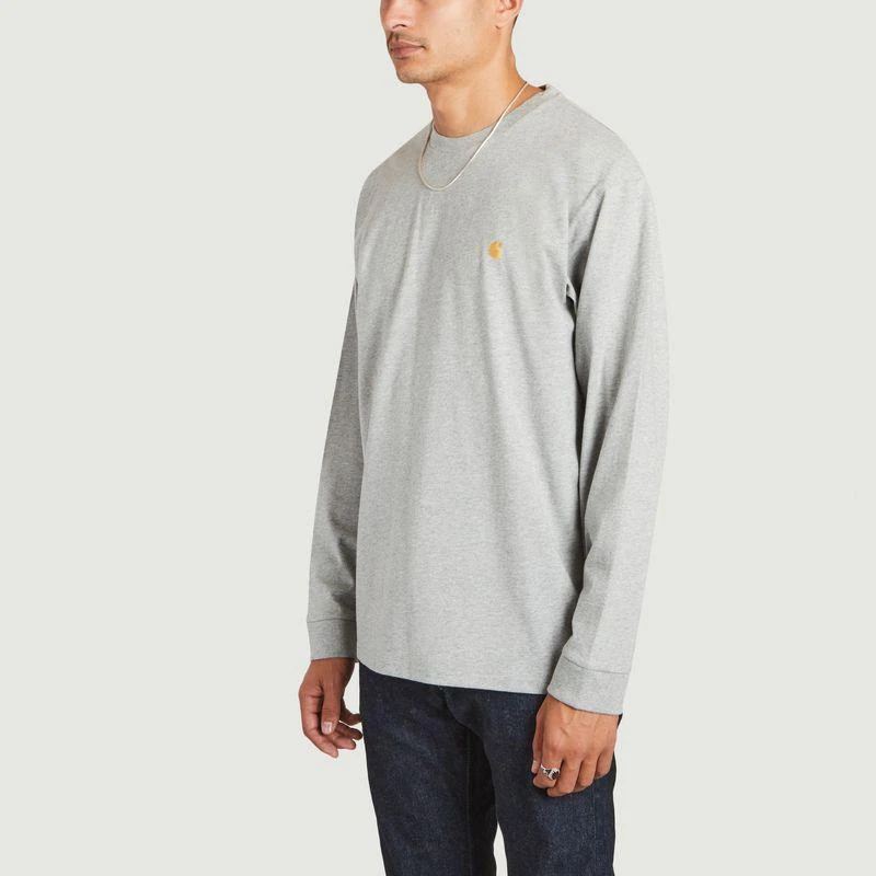 商品Carhartt|T-Shirt L/S Chase Grey Heather Gold Carhartt WIP,价格¥287,第2张图片详细描述