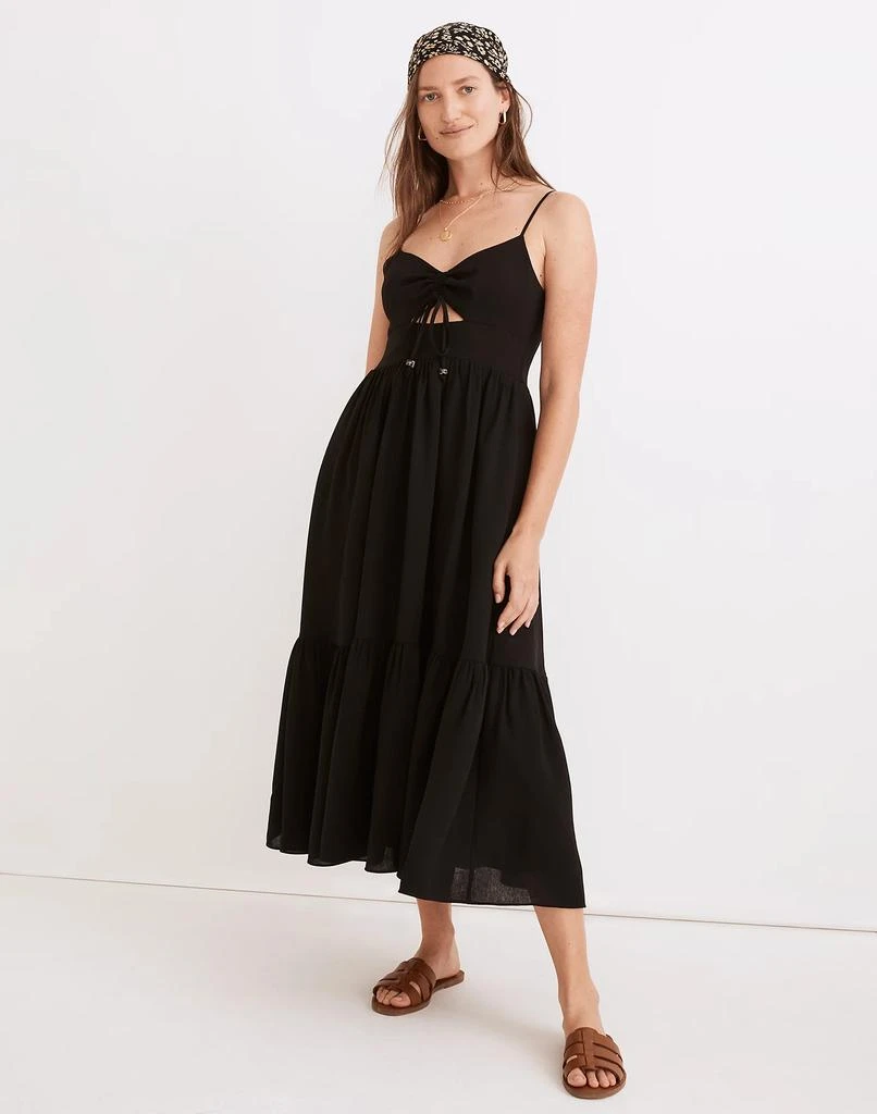 商品Madewell|Ruched Keyhole Tiered Midi Dress,价格¥708,第1张图片