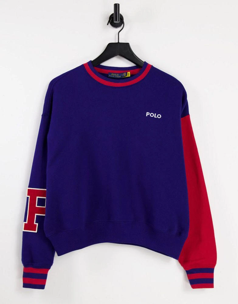 商品Ralph Lauren|Polo Ralph Lauren long sleeve varsity sweatshirt in blue,价格¥821,第1张图片