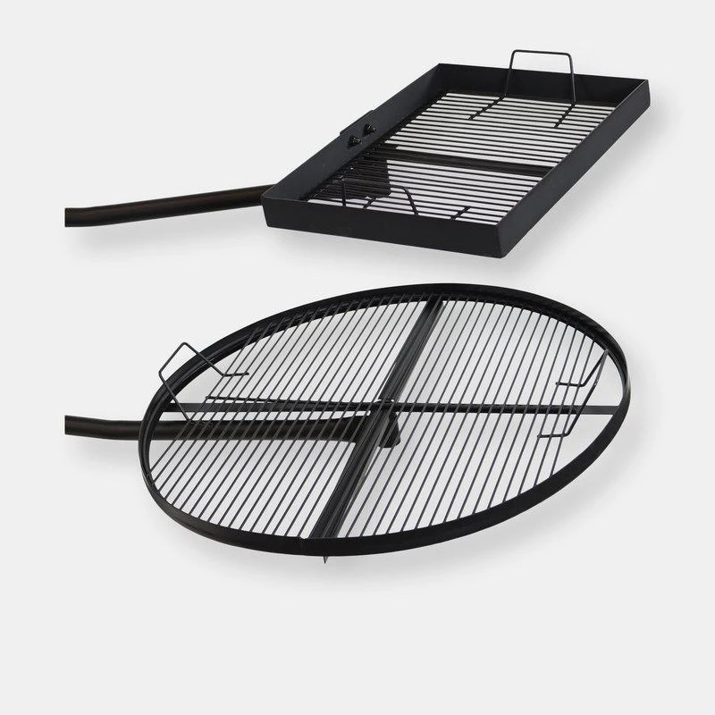 商品Sunnydaze Decor|Sunnydaze Steel Fire Pit Cooking Grill Swivel Set with Stand/Ground Stake,价格¥1140,第2张图片详细描述