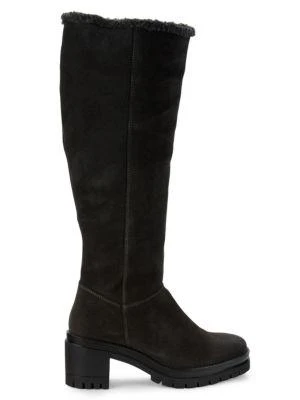 商品Charles David|Collateral Faux Fur-Lined Suede Knee-High Boots,价格¥240,第1张图片