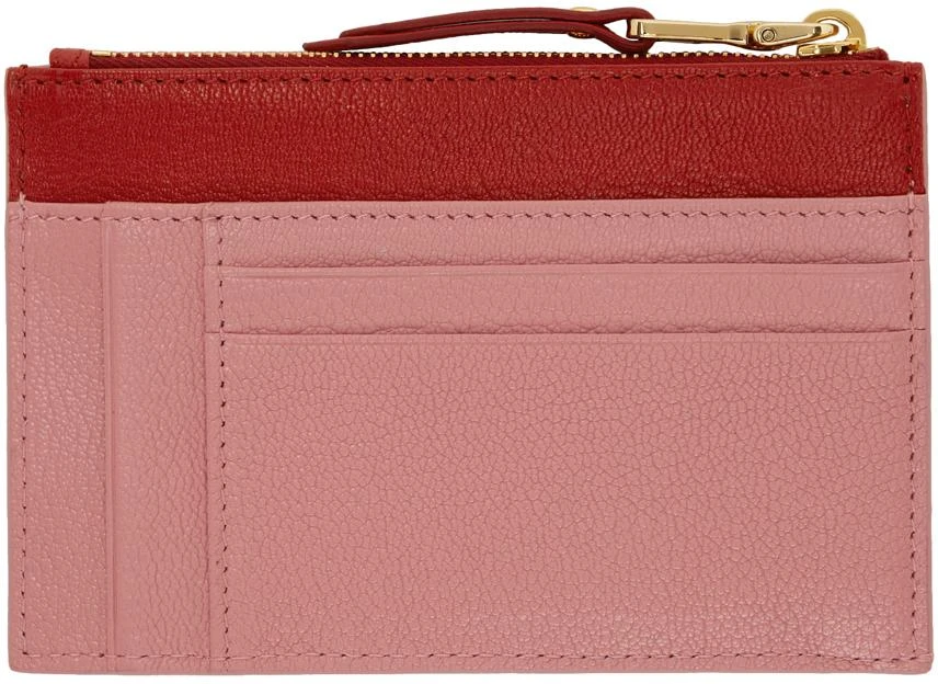 商品Miu Miu|Pink & Red Two-Tone Zip Card Holder,价格¥2027,第2张图片详细描述