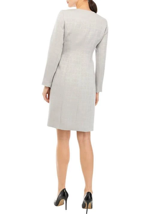 商品Le Suit|Suit Womens Textured Jacquard Long Jewel Neck Jacket And Sheath Dress Set,价格¥1350,第2张图片详细描述