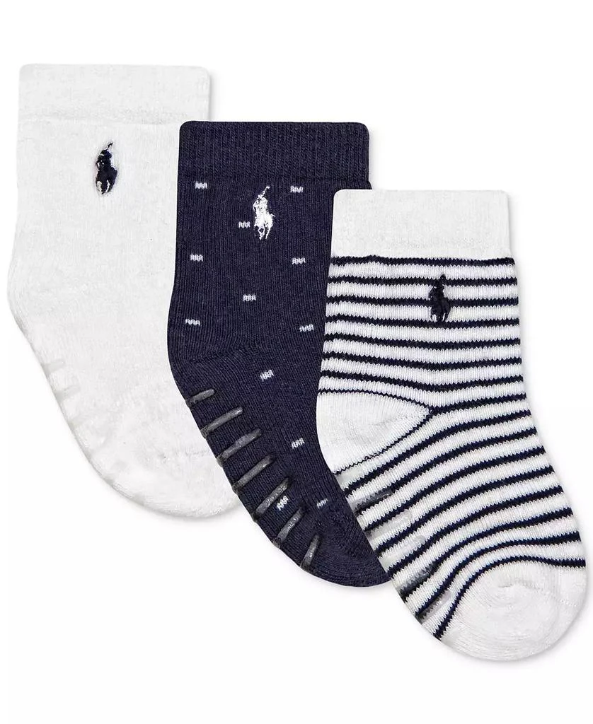 商品Ralph Lauren|Ralph Lauren Baby Boys Logo Cushioned Crew Socks, Pack of 3,价格¥122,第1张图片