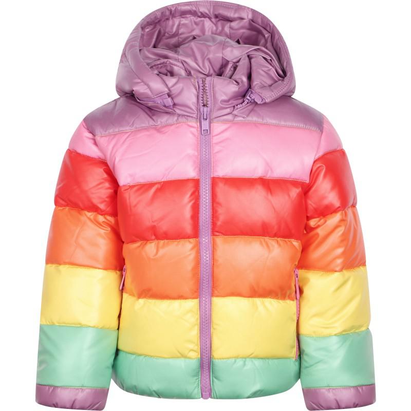 Colourful rainbow stripes puffer jacket商品第1张图片规格展示