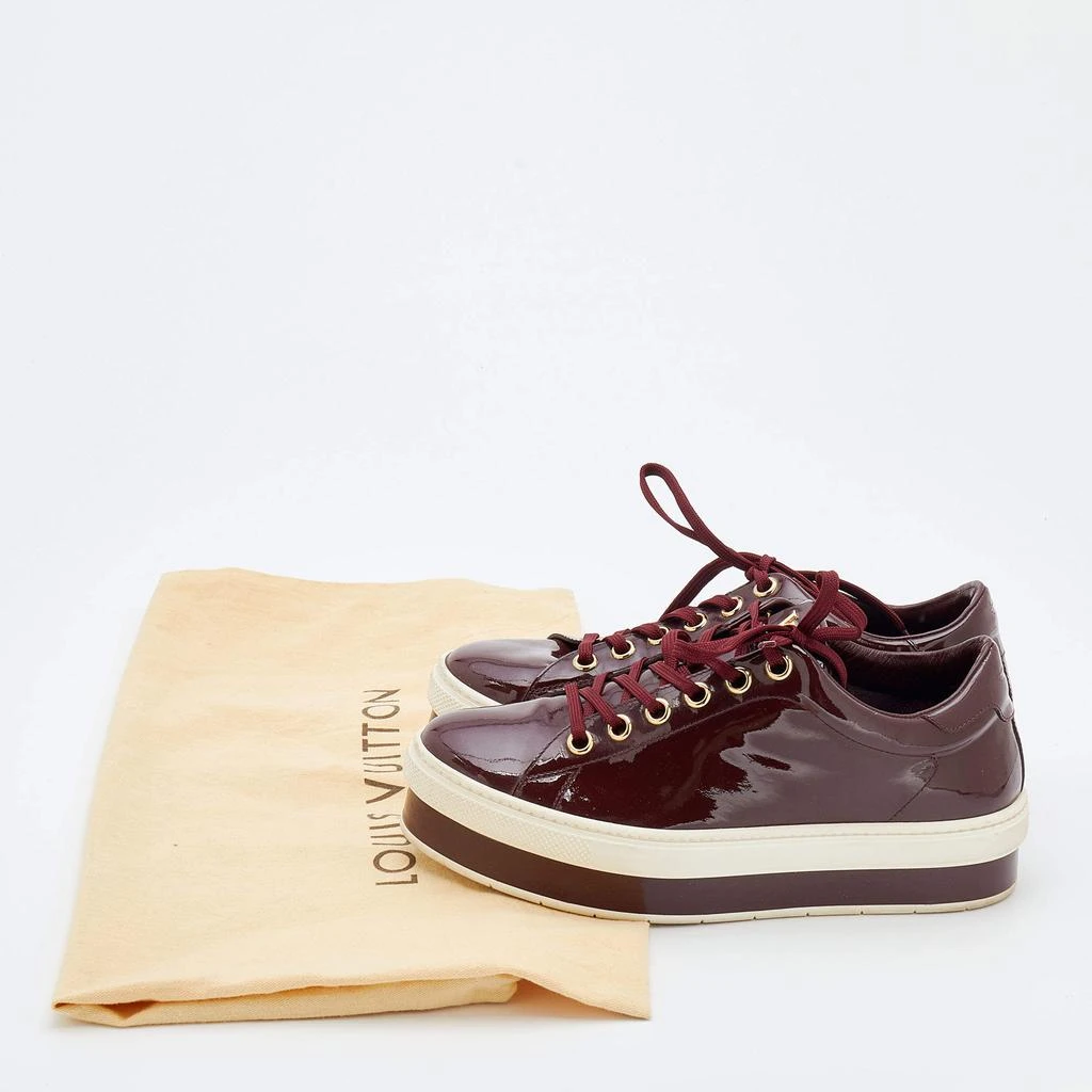 Louis Vuitton Burgundy Patent Leather Lace Up Platform Sneakers Size 38 商品