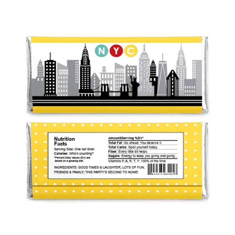 商品Big Dot of Happiness|NYC Cityscape - Candy Bar Wrapper New York City Party Favors - Set of 24,价格¥145,第3张图片详细描述