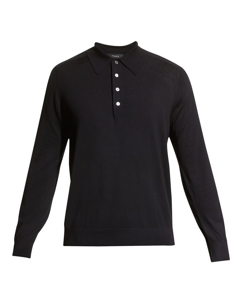 商品Theory|Men's Regal Wool Long-Sleeve Polo Shirt,价格¥1585,第4张图片详细描述