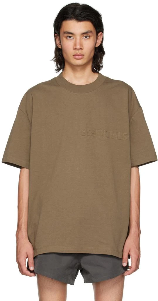 商品Essentials|Brown Flocked T-Shirt,价格¥315,第1张图片
