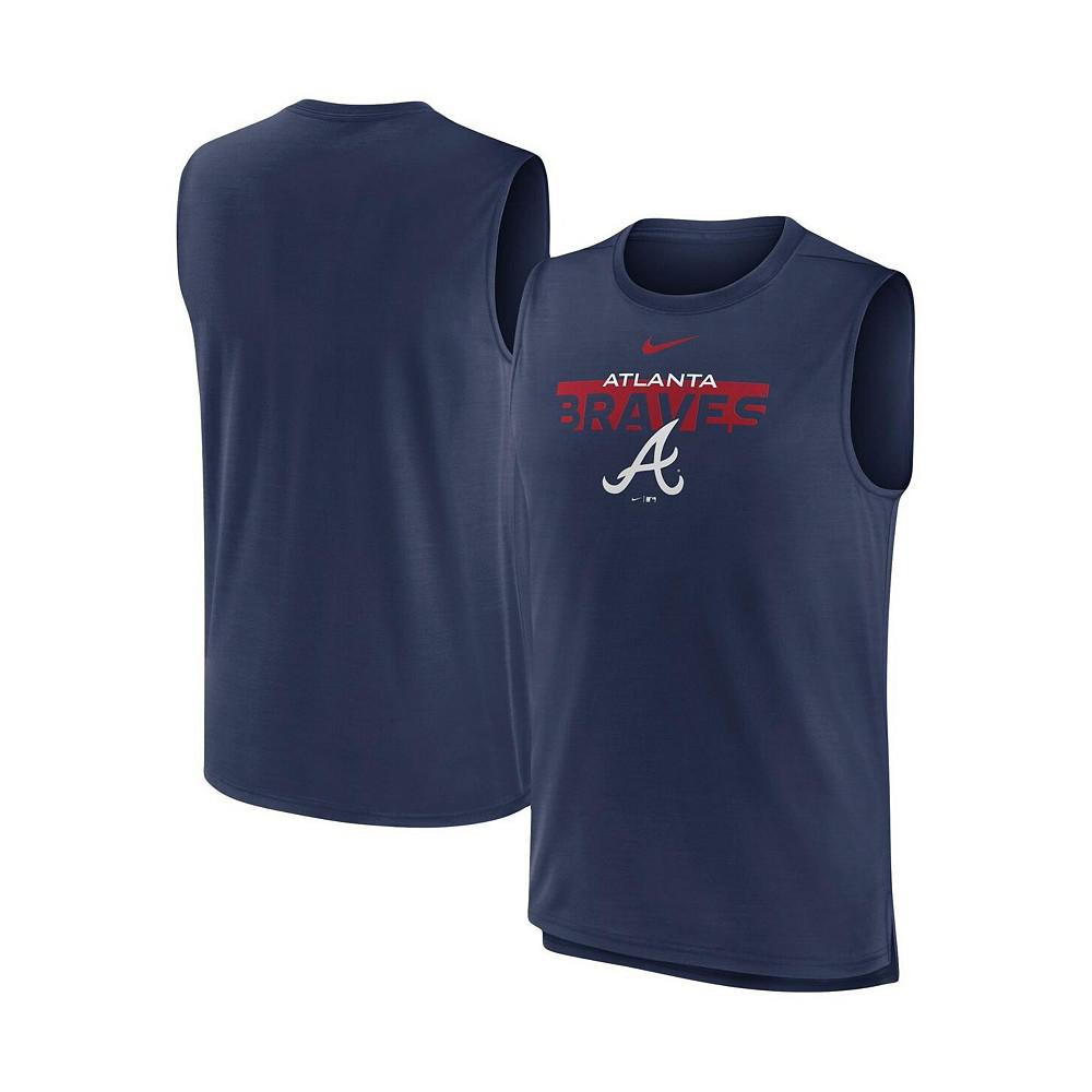 Men's Navy Atlanta Braves Knockout Stack Exceed Performance Muscle Tank Top商品第1张图片规格展示