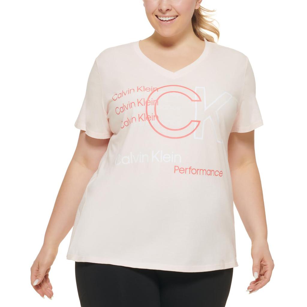 Calvin Klein Performance Womens Plus Modal Blend Graphic T-Shirt商品第2张图片规格展示