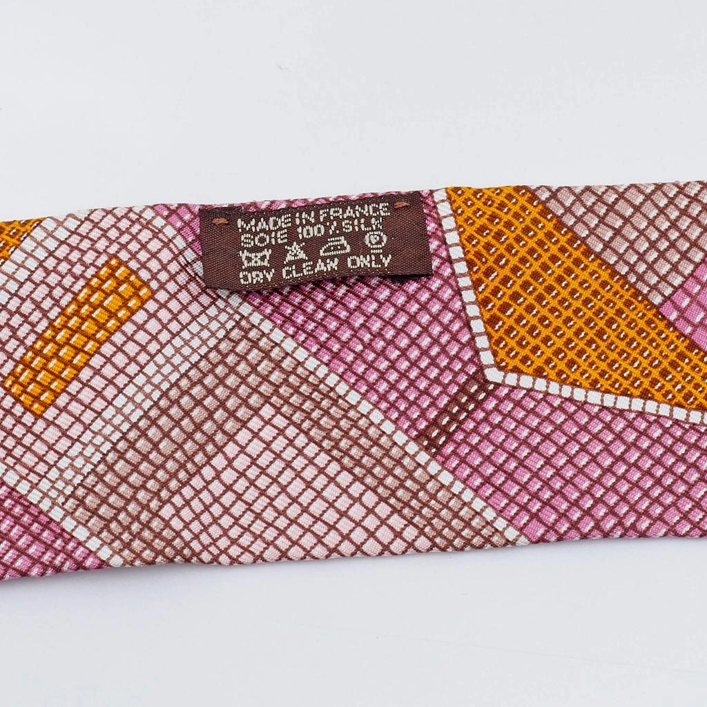 商品[二手商品] Hermes|Hermès Brown Mosaic Print Silk Twilly,价格¥1488,第5张图片详细描述