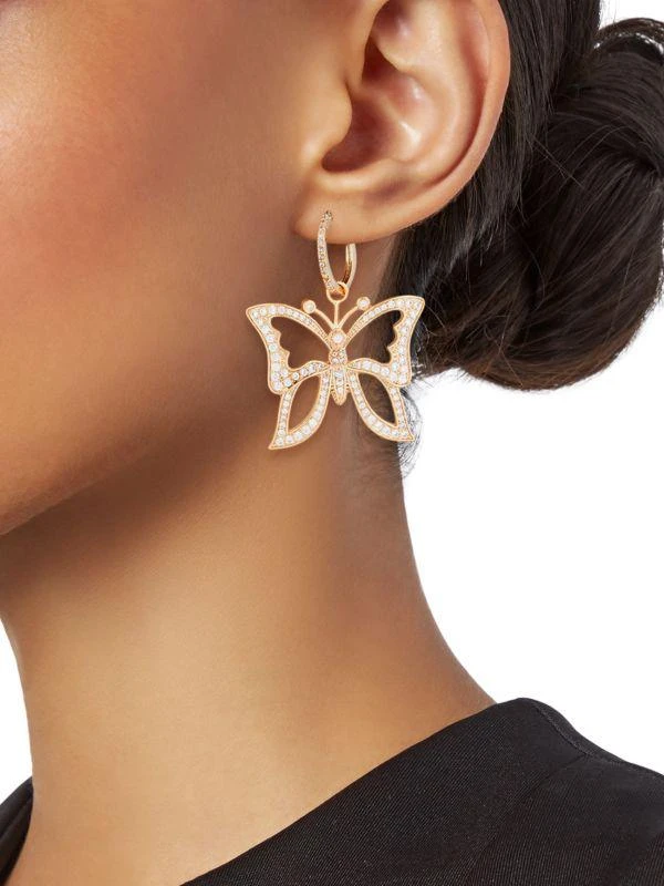 商品Eye Candy LA|​Edith 14K Goldplated & Cubic Zirconia Butterfly Drop Earrings,价格¥306,第2张图片详细描述