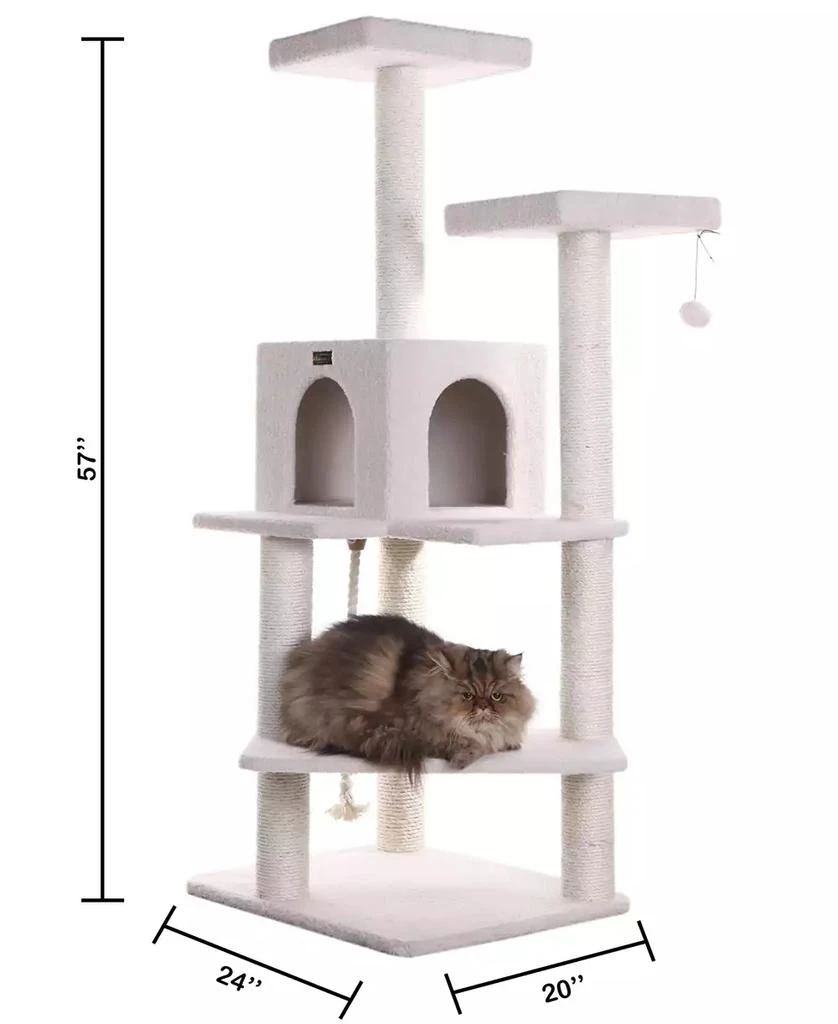 57" High Real Wood Cat Tree, Fleece Covered Cat Climber 商品