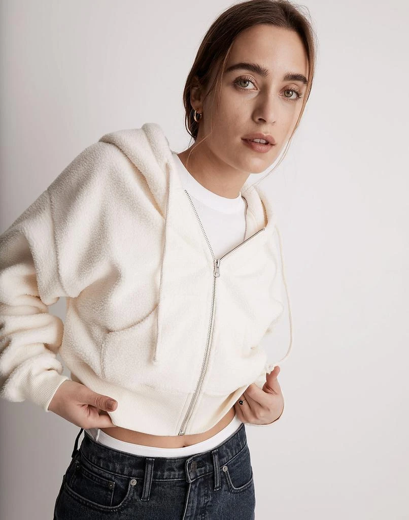 商品Madewell|MWL Sherpa Zip-Front Drawstring Hoodie Sweatshirt,价格¥239,第4张图片详细描述