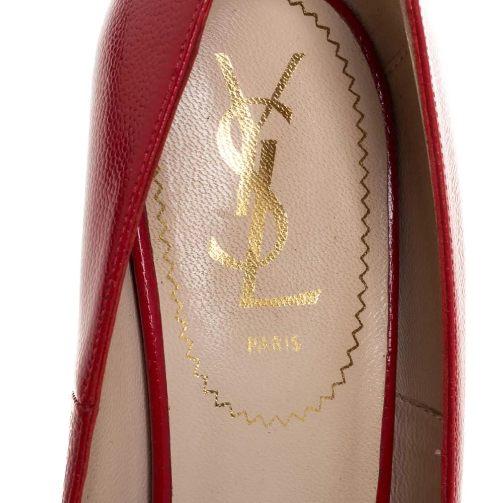 Saint Laurent Paris Red Leather Tribtoo Platform Pumps Size 38.5 商品