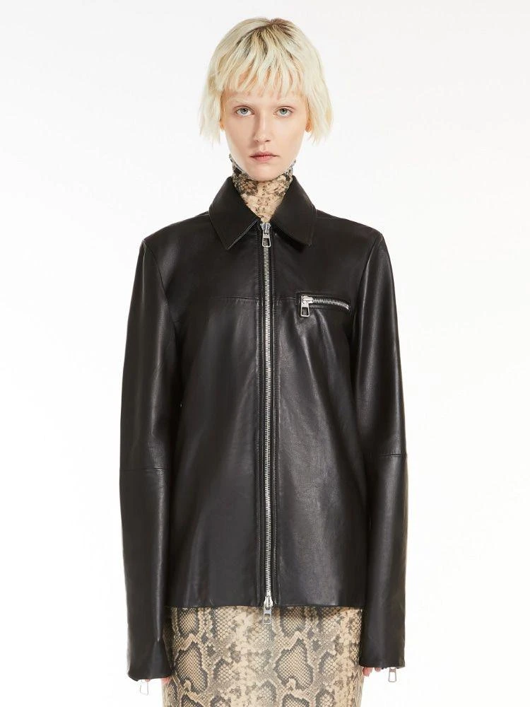 商品MAX MARA SPORTMAX|GEL LEATHER JACKET BLACK,价格¥4644,第3张图片详细描述