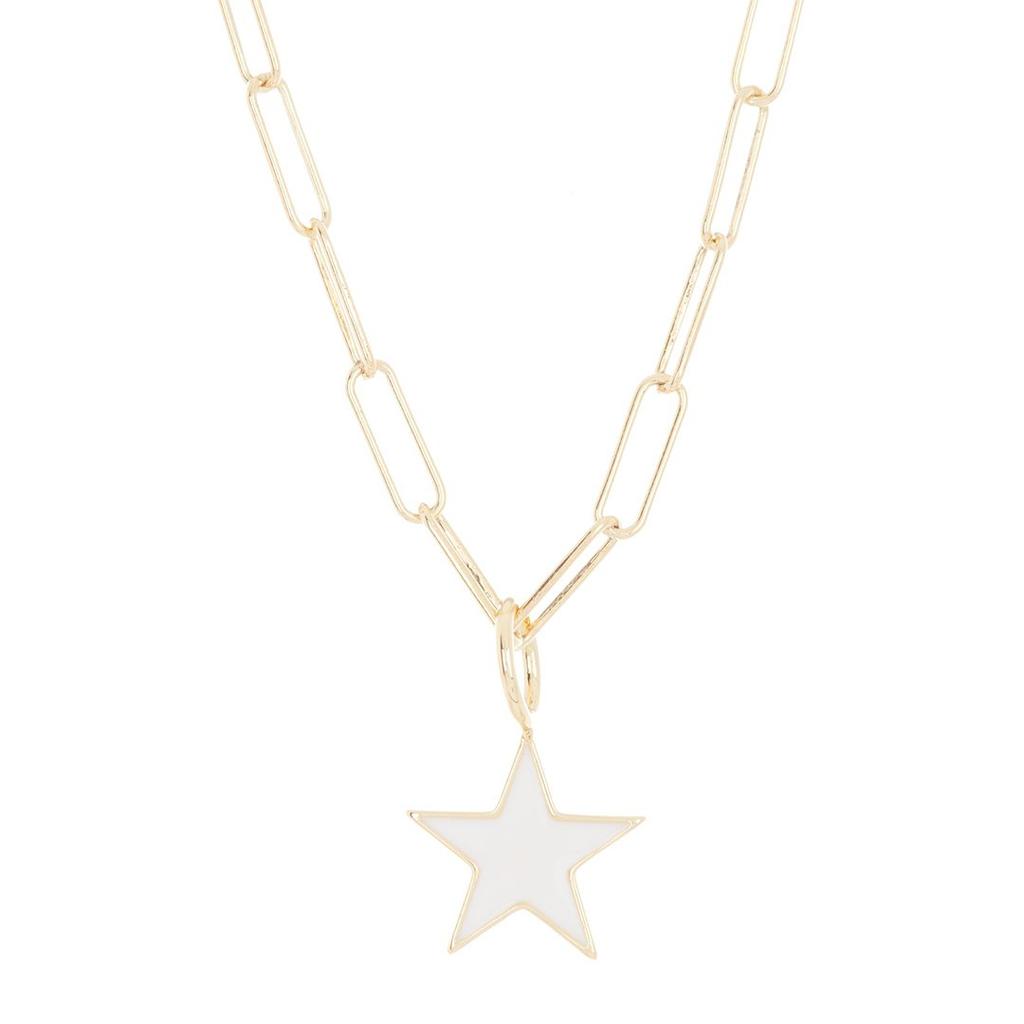 Adornia White Enamel Star Pendant Necklace Gold Vermeil .925 Sterling Silver商品第1张图片规格展示
