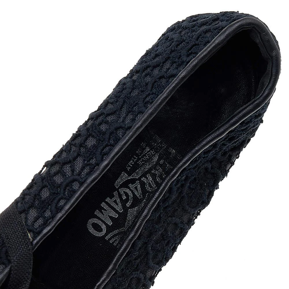 Salvatore Ferragamo Black Lace Ballet Flats Size 38.5 商品