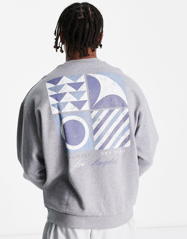 ASOS DESIGN oversized sweatshirt in grey marl with back print商品第3张图片规格展示