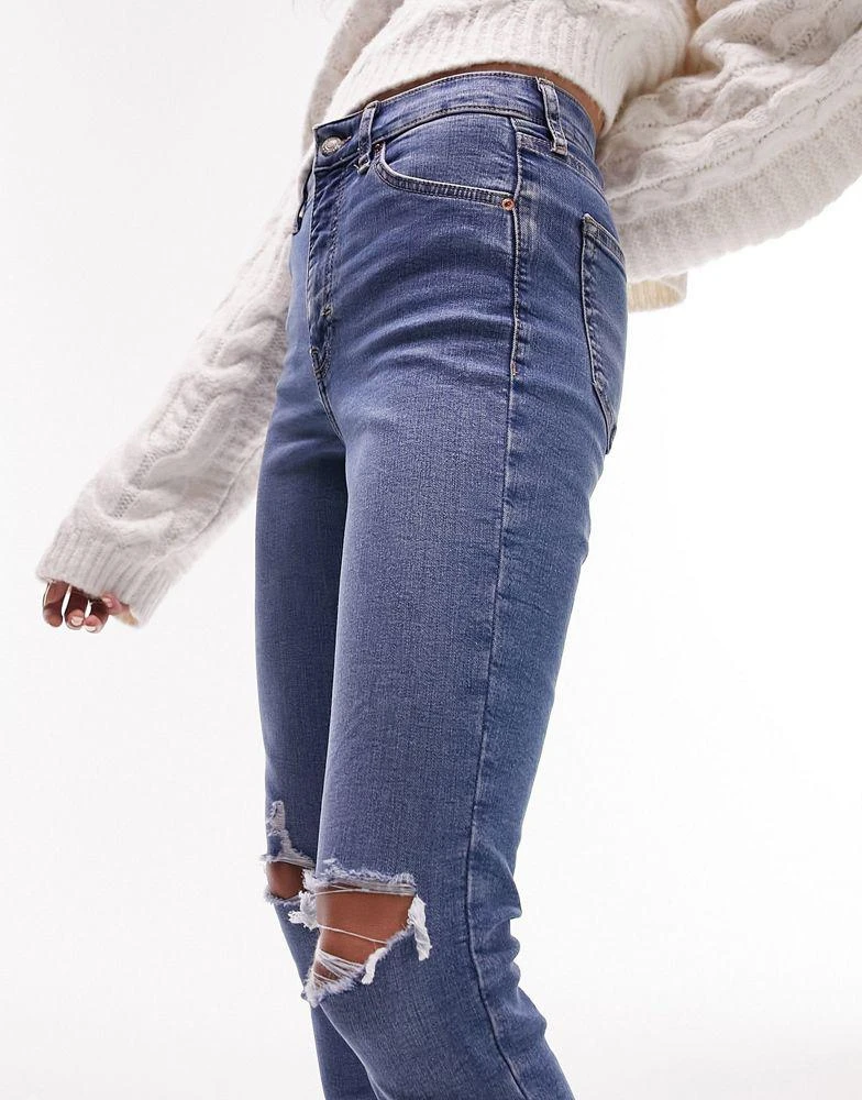 商品Topshop|Topshop Jamie jeans with rips in mid blue,价格¥354,第3张图片详细描述