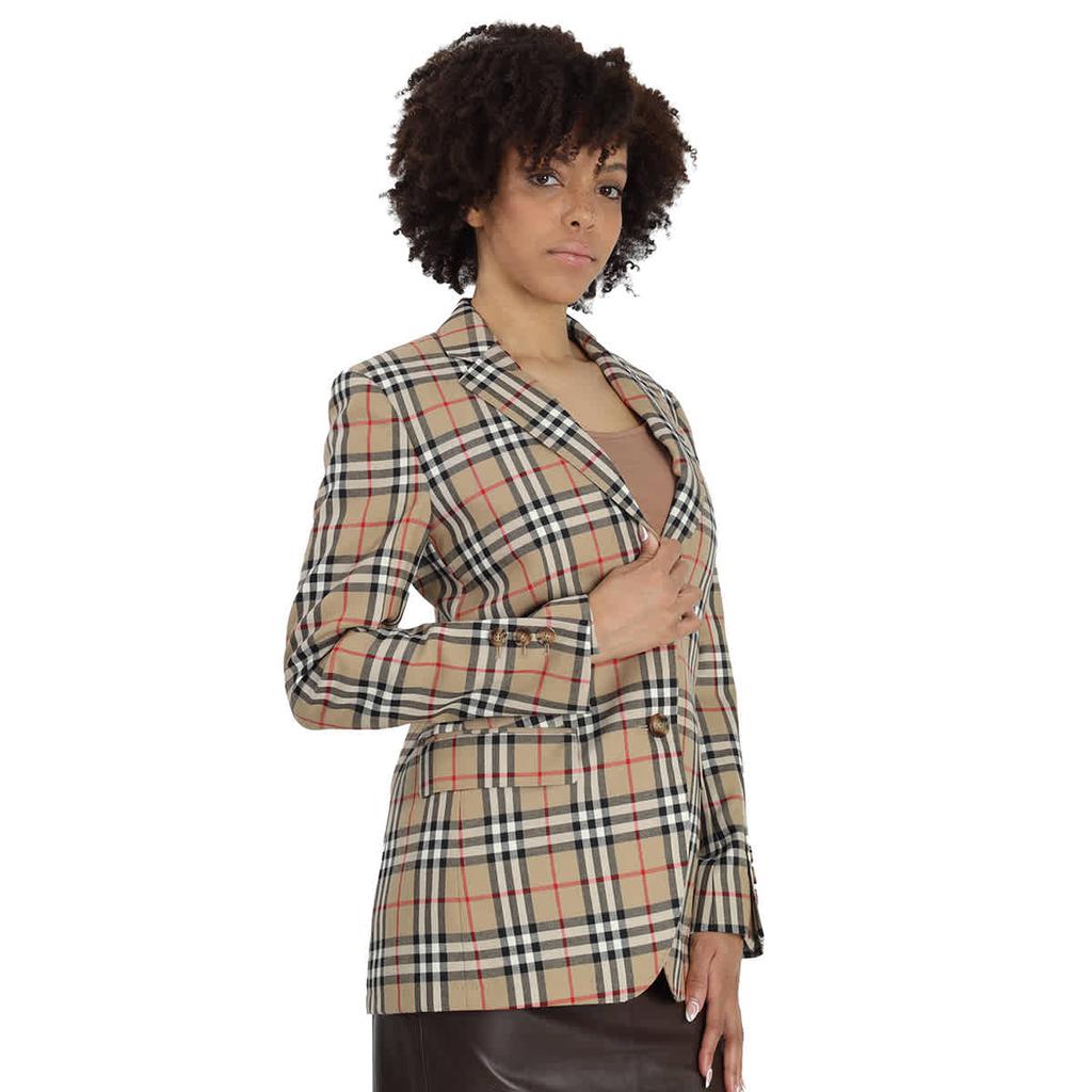 Ladies Vintage Check Wool Blazer Jacket商品第2张图片规格展示