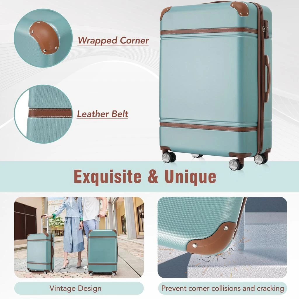 商品Streamdale Furniture|Streamdale Hardshell Luggage Sets 4 Pieces 20" +24" +28" Luggages and Cosmetic Case Spinner Suitcase with TSA Lock Lightweight,价格¥1827,第3张图片详细描述