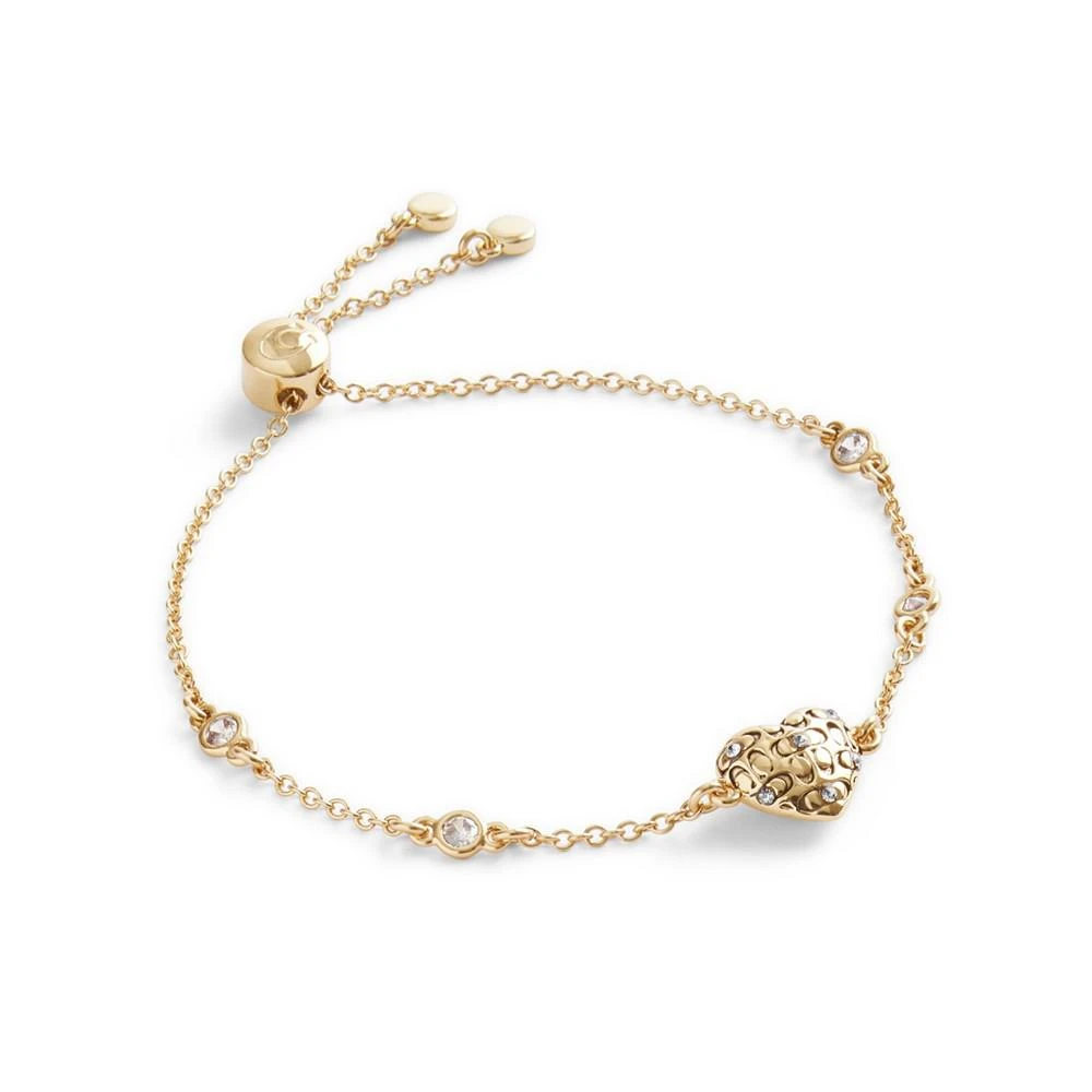 商品Coach|Cubic Zirconia Signature Quilted Heart Slider Bracelet,价格¥699,第1张图片