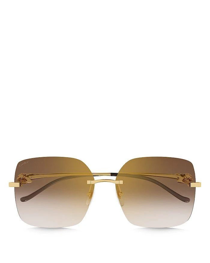 商品Cartier|Panthere Classic 24K Gold Plated Rimless Square Sunglasses, 60mm,价格¥9690,第2张图片详细描述