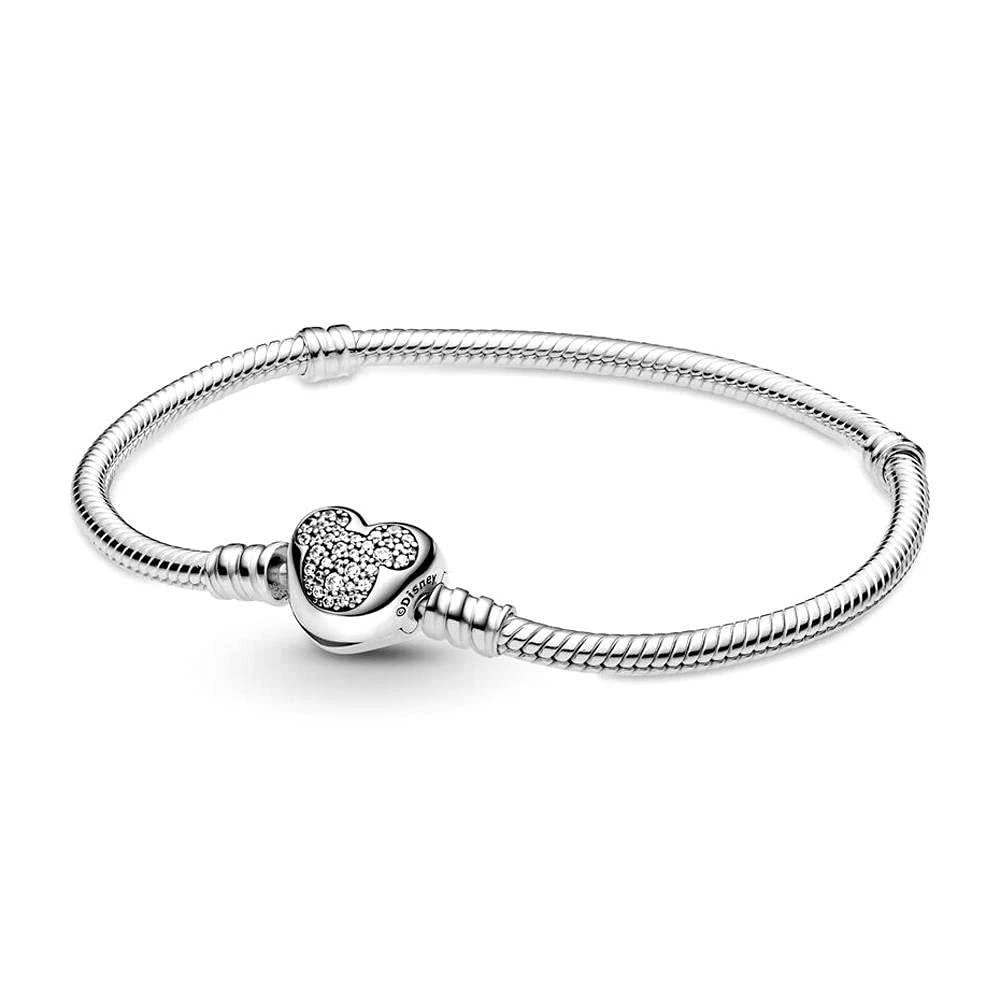 商品PANDORA|Disney Pandora Moments Mickey Mouse Heart Clasp Snake Chain,价格¥676,第1张图片