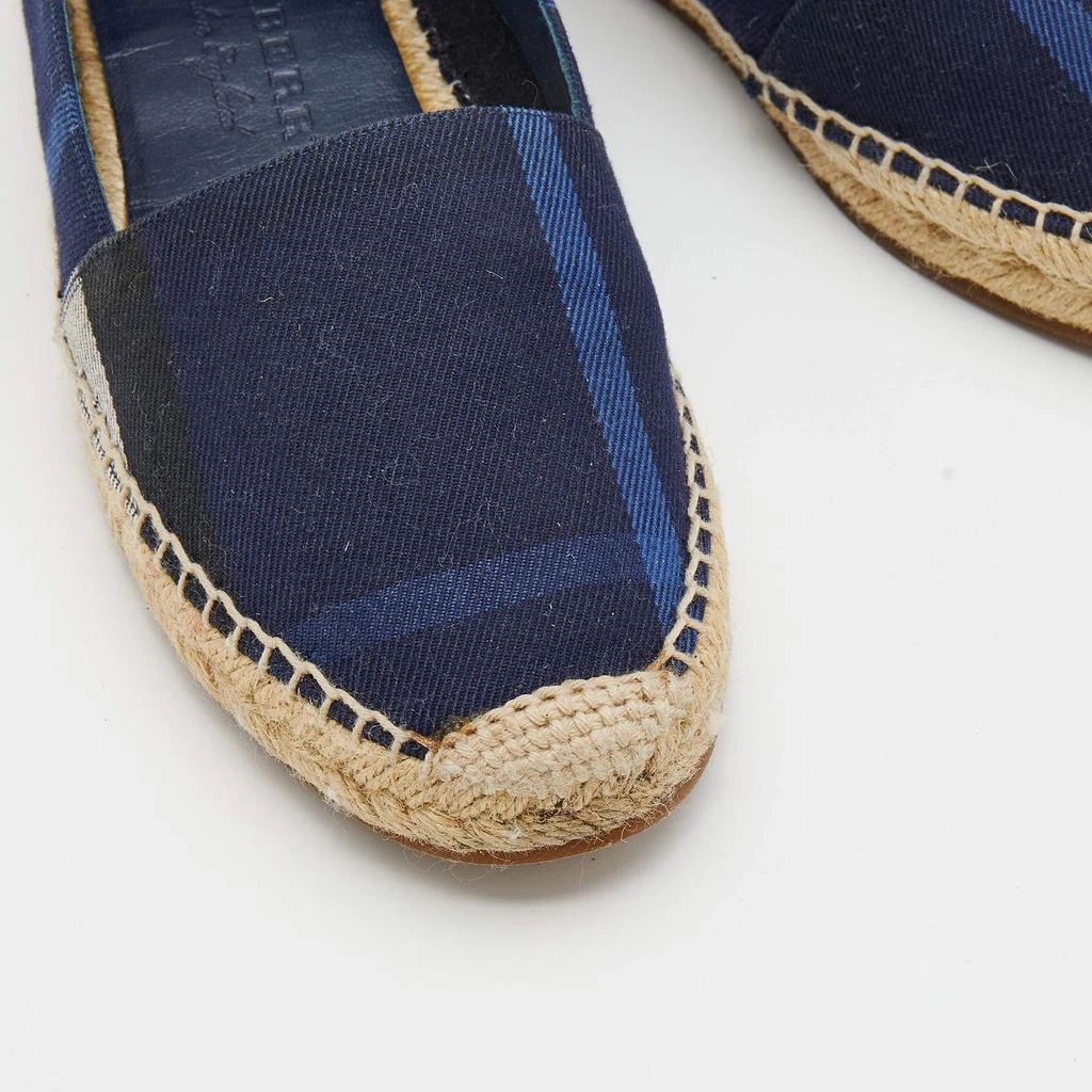 Burberry Navy Blue House Check Canvas Espadrilles Flats Size 38 商品