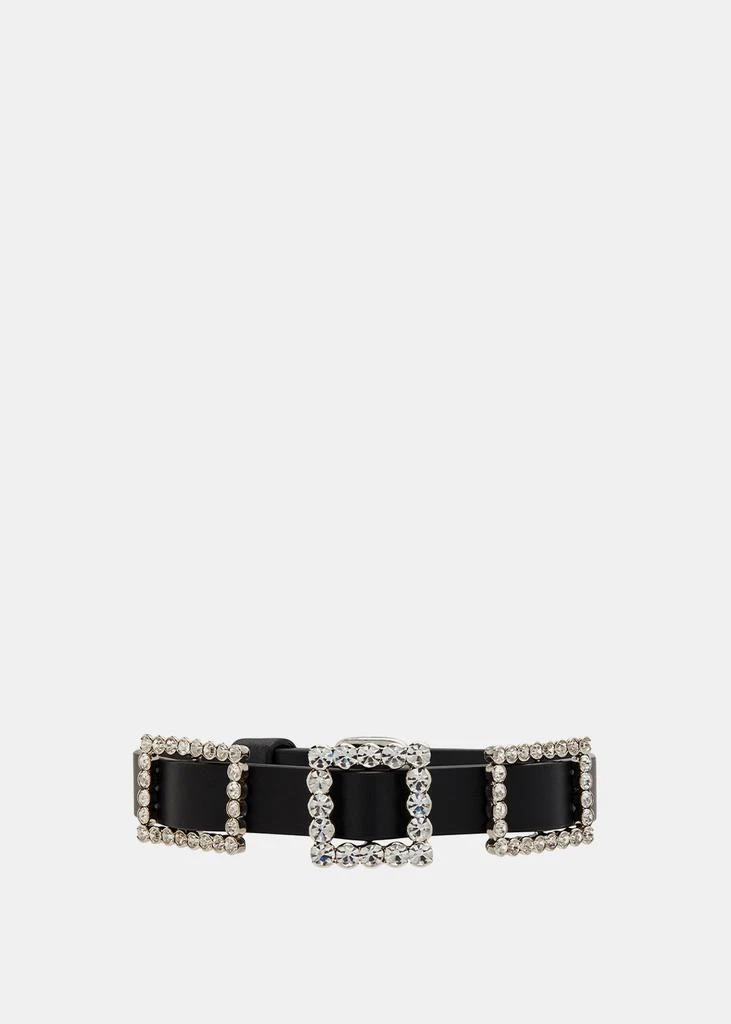 商品Alessandra Rich|Alessandra Rich Black Leather Choker With Crystal Buckles,价格¥3247,第1张图片