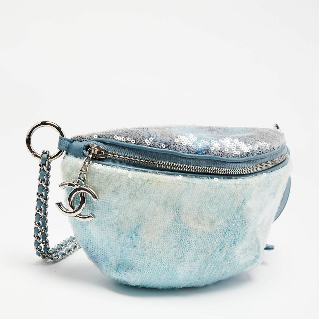 商品[二手商品] Chanel|Chanel Light Blue Sequins Waterfall Belt Bag,价格¥18434,第5张图片详细描述