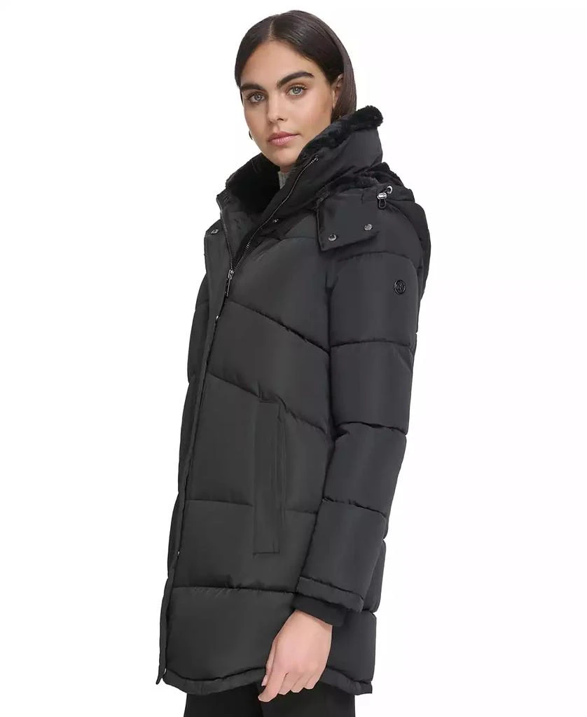 商品Calvin Klein|Women's Faux-Fur-Trim Hooded Puffer Coat, Created for Macy's,价格¥763,第3张图片详细描述