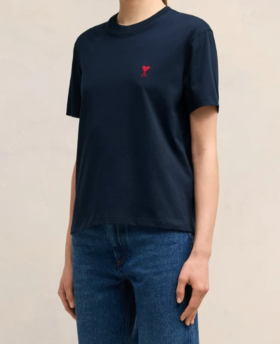 AMI男女同款经典爱心款红色爱心棉质短袖T恤黑色白色（香港仓发货） 商品