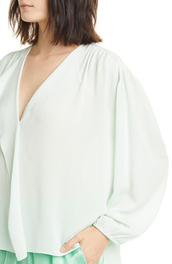 Shirred Long Sleeve Silk Blouse商品第4张图片规格展示