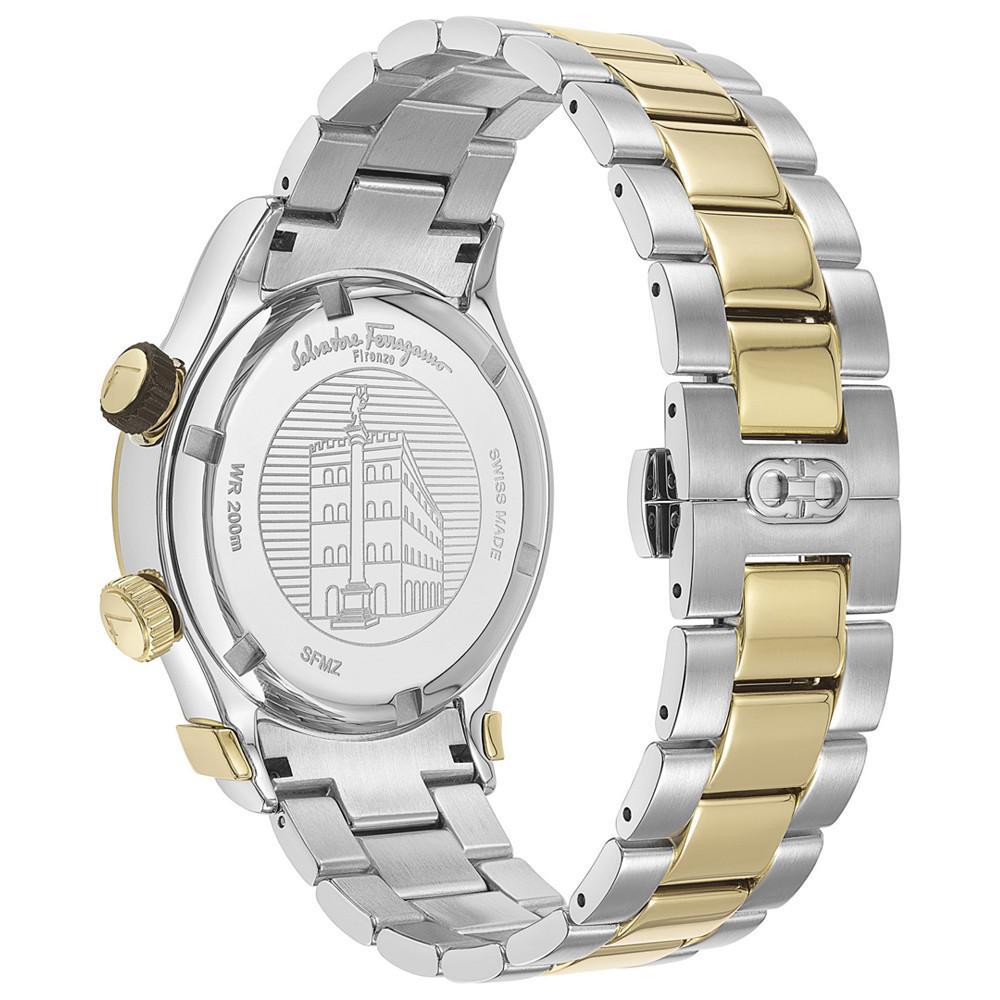 商品Salvatore Ferragamo|Men's Swiss 1927 GMT Two Tone Stainless Steel Bracelet Watch 44mm,价格¥10206,第5张图片详细描述