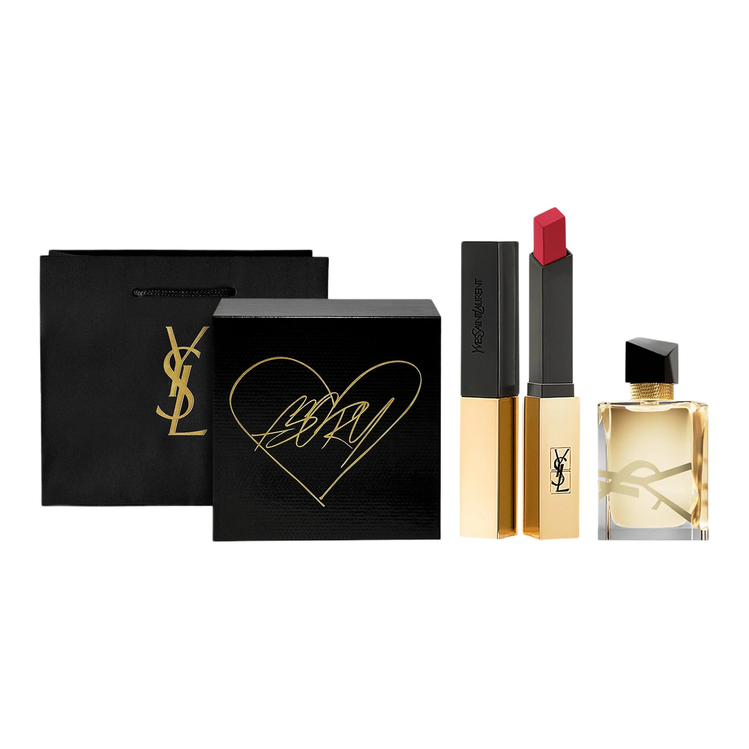 商品[国内直发] Yves Saint Laurent|YSL圣罗兰 黑金彩妆礼盒 易上色丝绒自然持久气色 口红+香水,价格¥535,第1张图片