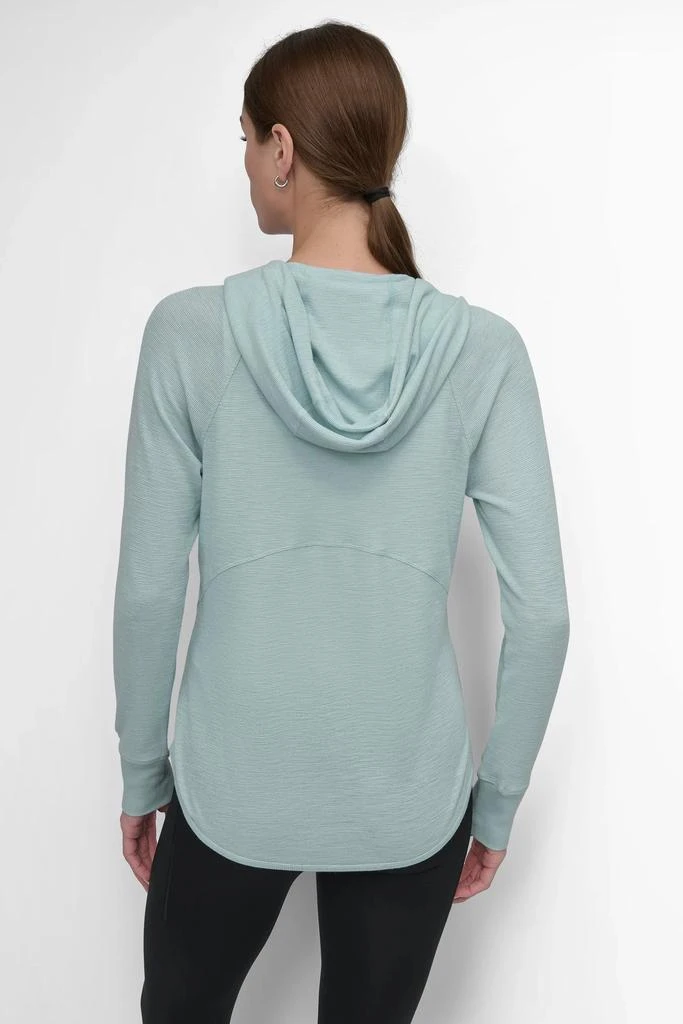 商品DKNY|FULL ZIP MINI SLUB WAFFLE HOODIE WITH POCKETS,价格¥270,第2张图片详细描述