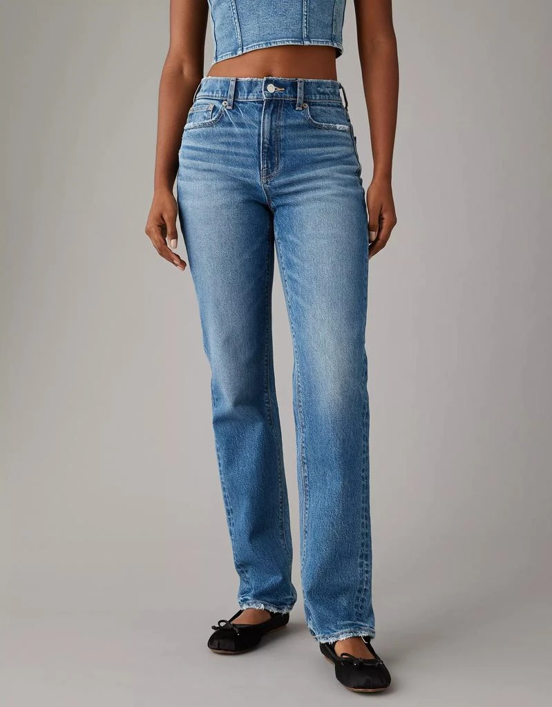 商品AE|AE Stretch Super High-Waisted Straight Jean,价格¥288,第1张图片