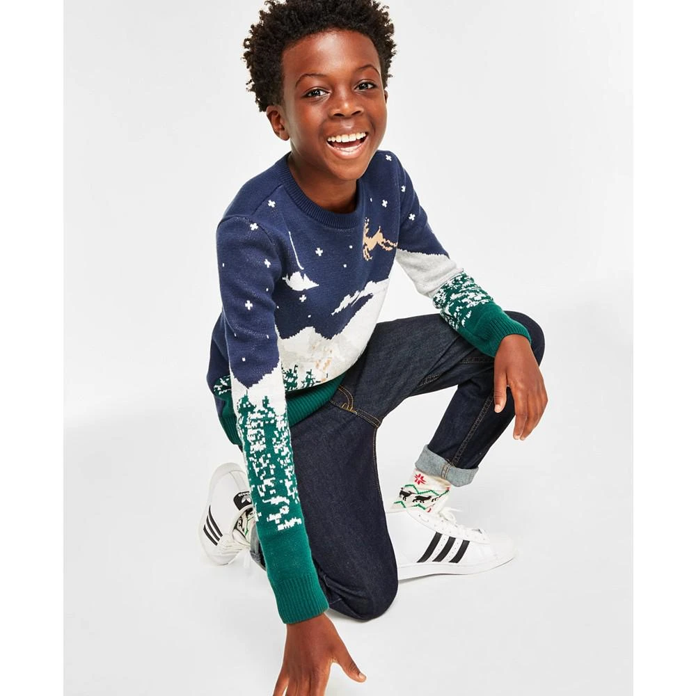 商品Charter Club|Holiday Lane Big Boys Snowy Landscape Crewneck Sweater, Created for Macy's,价格¥88,第3张图片详细描述