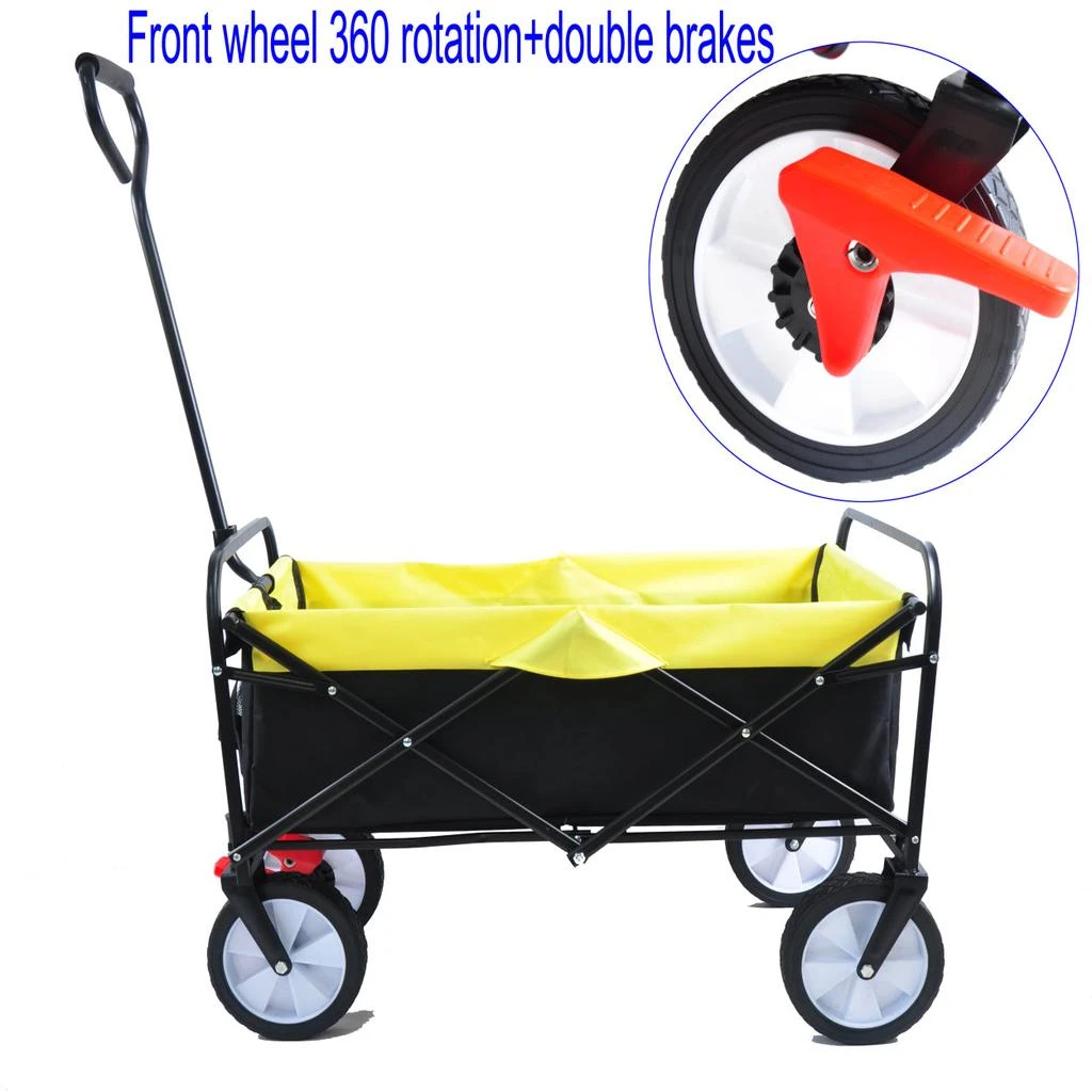 商品Simplie Fun|Folding Wagon Garden Shopping Beach Cart (black+yellow),价格¥833,第2张图片详细描述