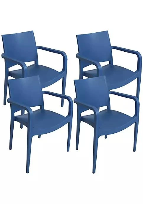 商品Sunnydaze Decor|Decor Landon Plastic Patio Dining Armchair   Sax Blue   Set Of 4,价格¥3531,第2张图片详细描述