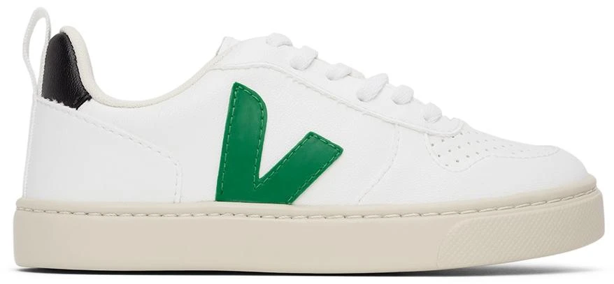 商品Veja|Kids White & Green Vegan V-10 Lace-Up Sneakers,价格¥407,第1张图片